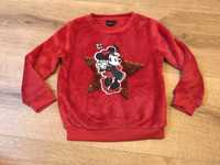 Sweter czerwony Myszka Minnie futerko Disney 104