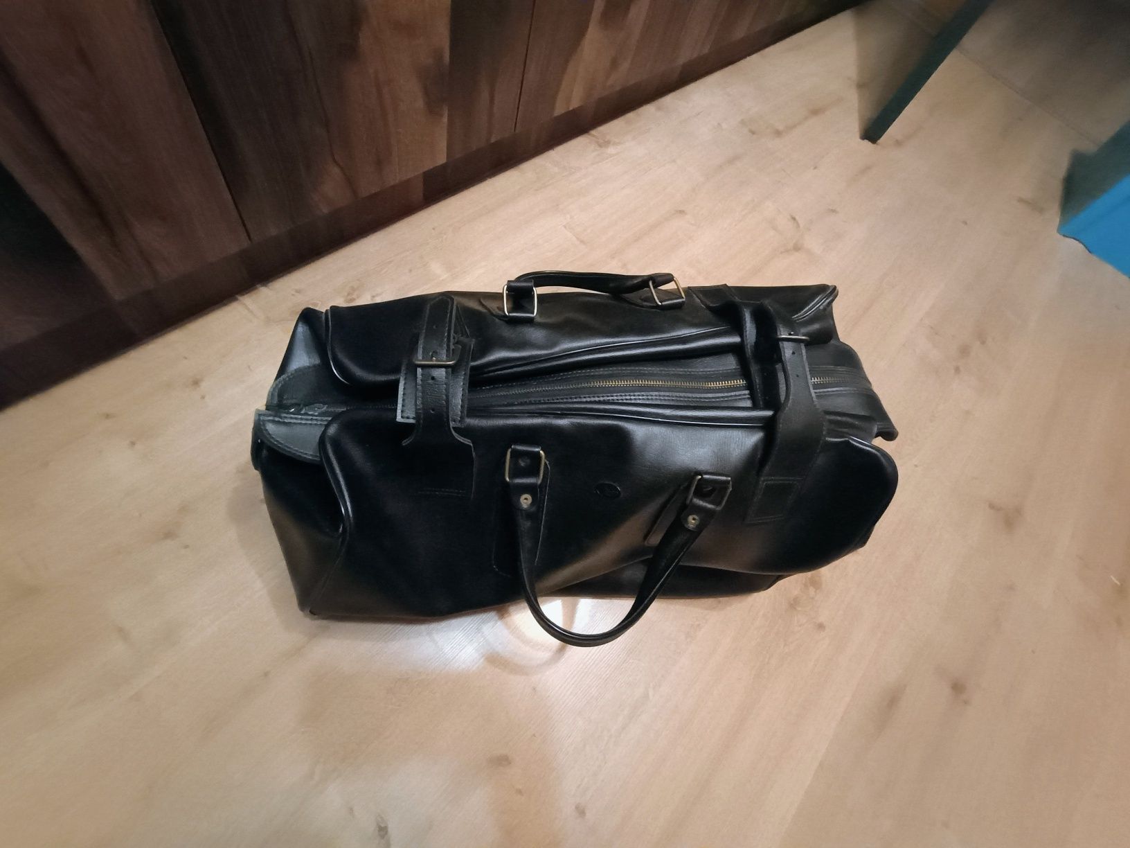 Retro torba podróżna z grubego skaju, stan bdb. Asko Bydgoszcz