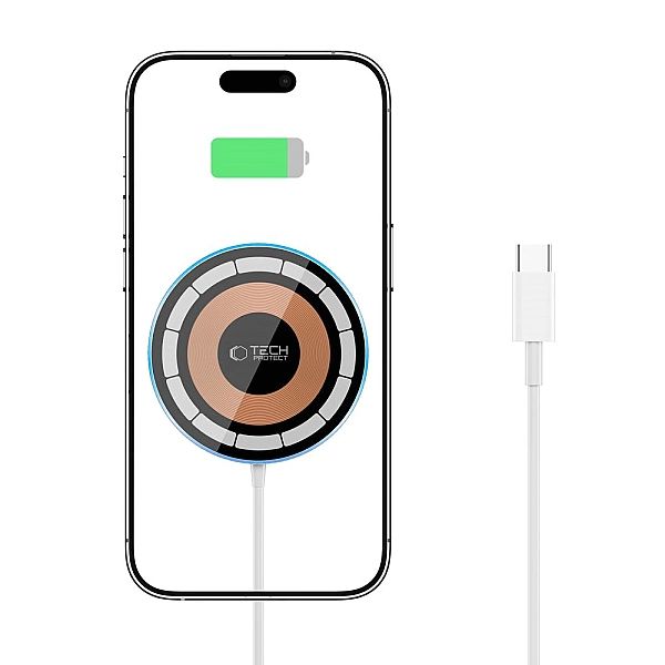 Tech-Protect Qi15W-A30 Magnetic Magsafe Wireless Charger Silver