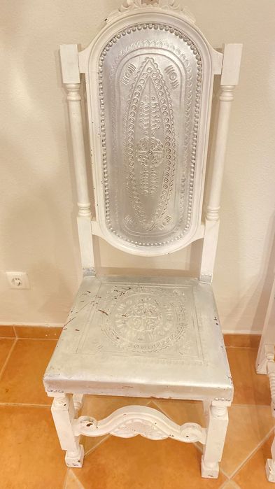 Conjunto 8 Cadeiras, Branco e Prata