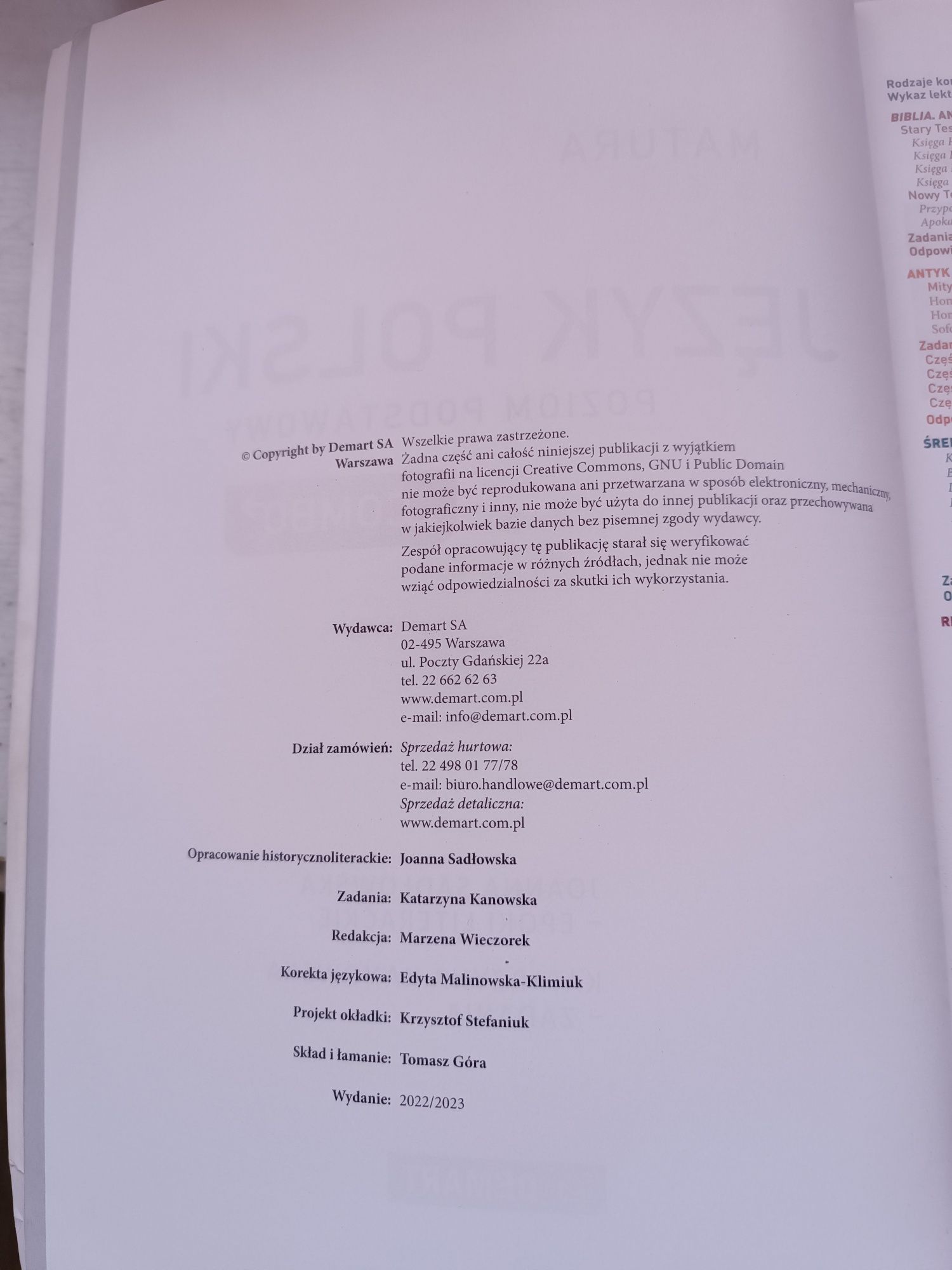 Język polski poziom podstawowy Matura - podstawa programowa 2023 ( dem