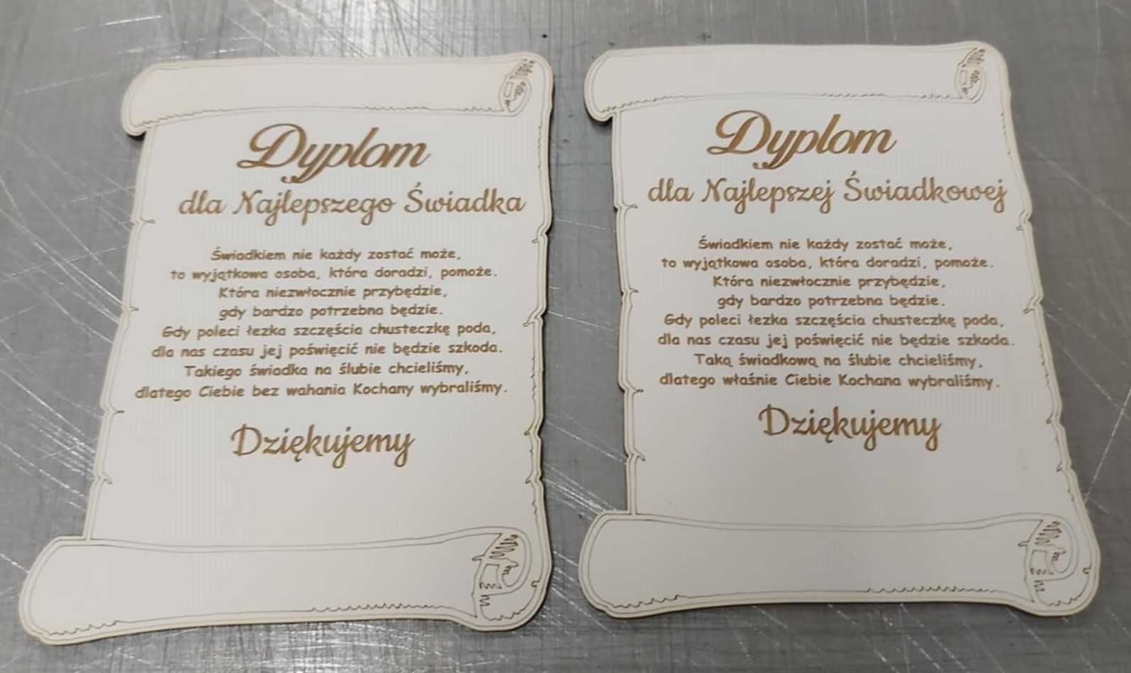 Dyplom 21x16 Najlepszy Świadek Świadkowa podziękowanie Personalizowane