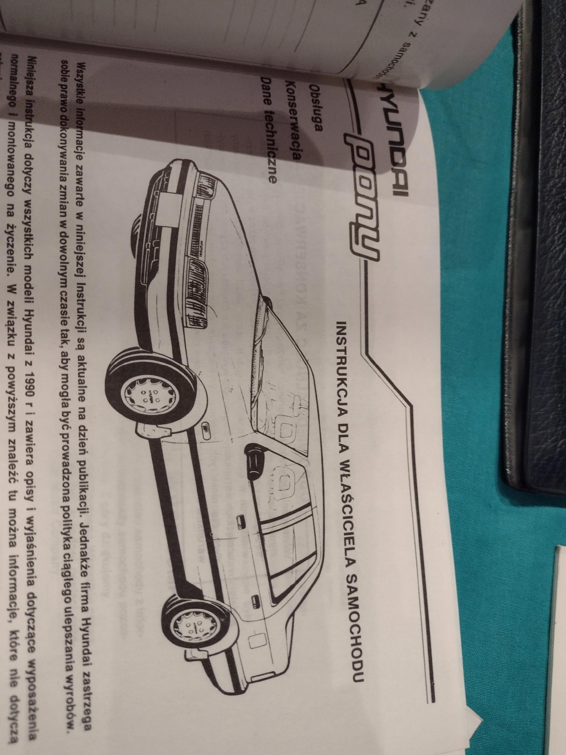 Hyundai Pony Instrukcja Książka Etui 1990 Komplet