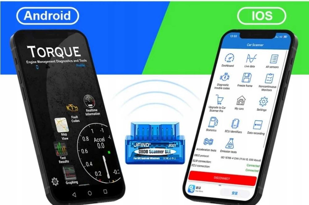 Interfejs Diagnostyczny OBD2 BT 5.1 iOS Android iPhone CarScanner