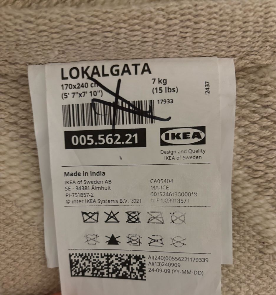 IKEA LOKALGATA dywan wełniany wełna 100% beżowy 170x240 cm NOWY