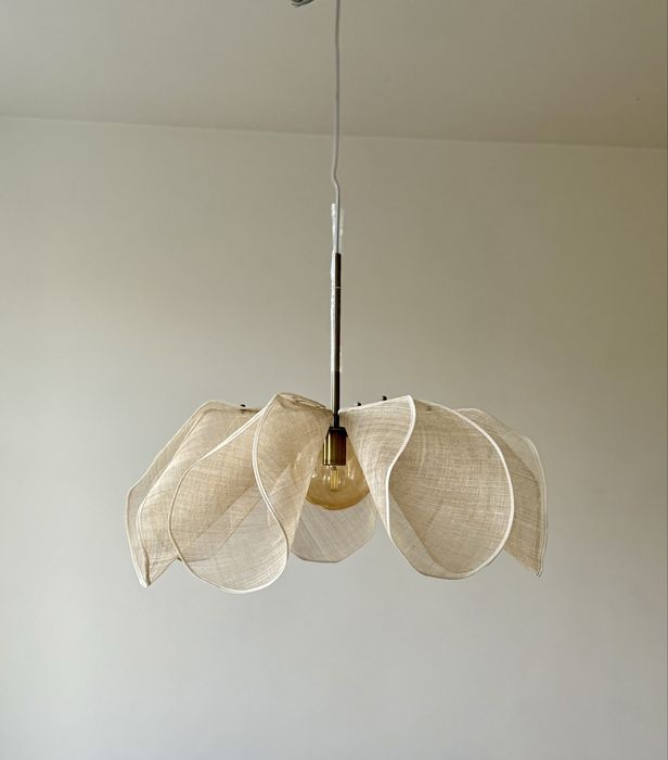 Lampa wisząca Styrka, Ø 75 cm, mosiądz/beż - Markslöjd