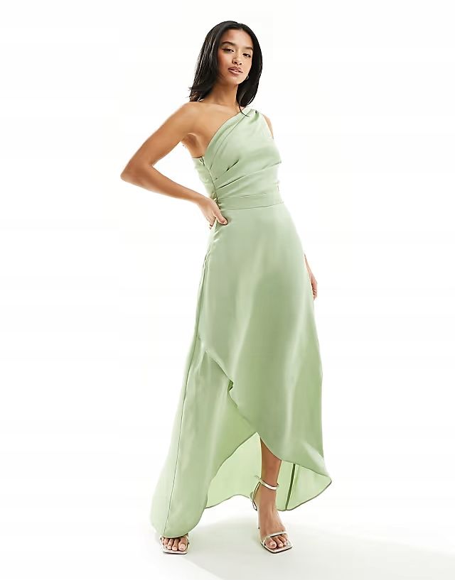 Tfnc 38 M Sukienka Petite Bridesmaid Na Jedno Ramie Sage D1410