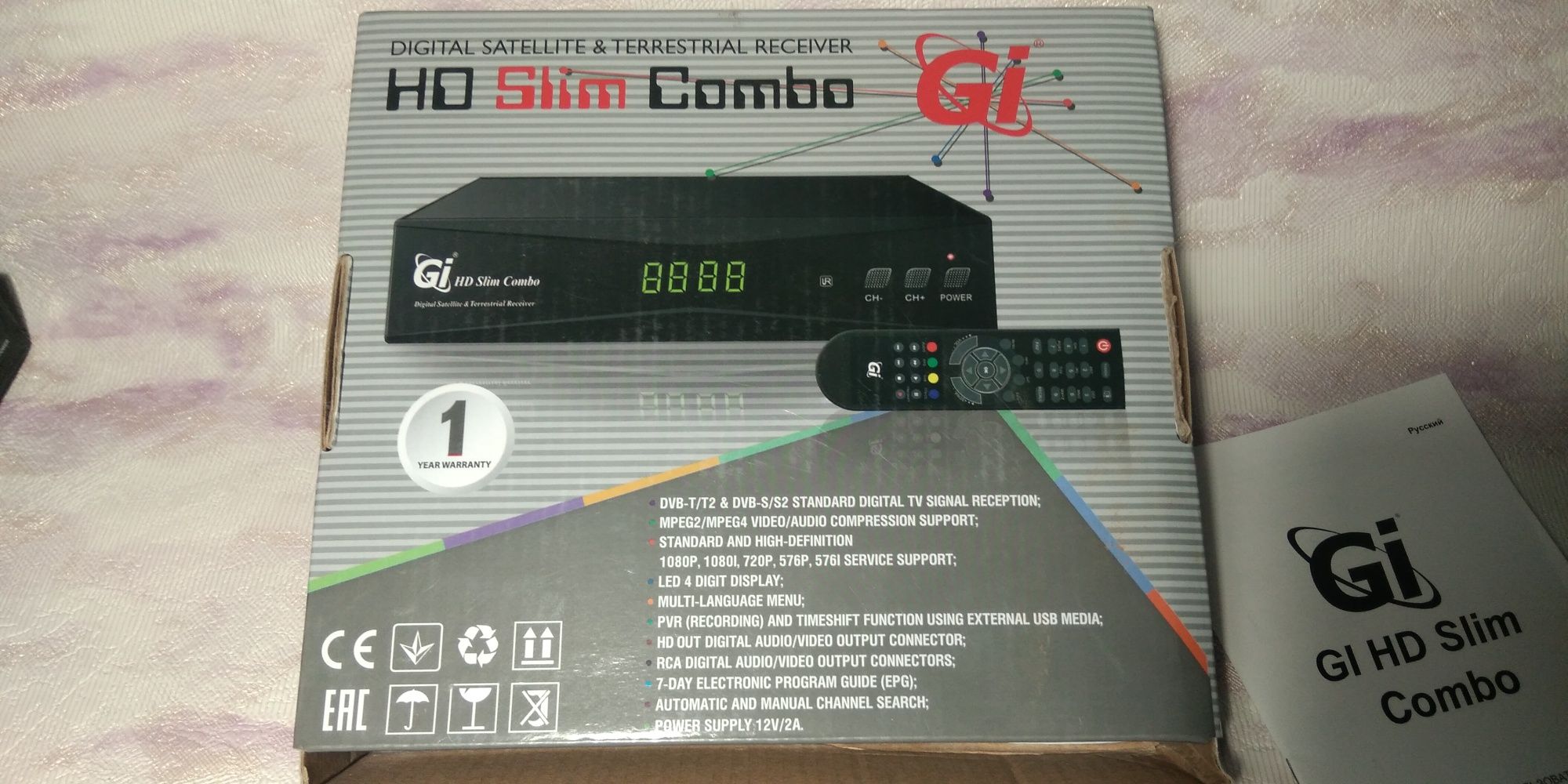 Комбо ресивер тюнер Gi SlimHD Combo спутниковый-эфирный DVB-S2/T2/IPTV