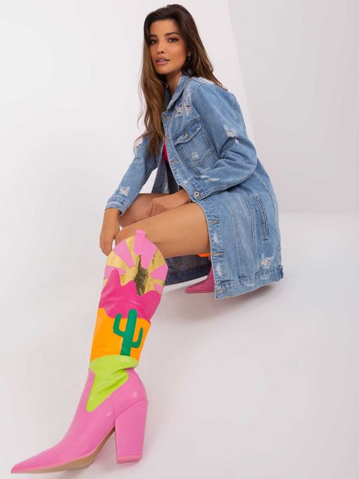 Niebieska długa kurtka jeansowa z kieszeniami M