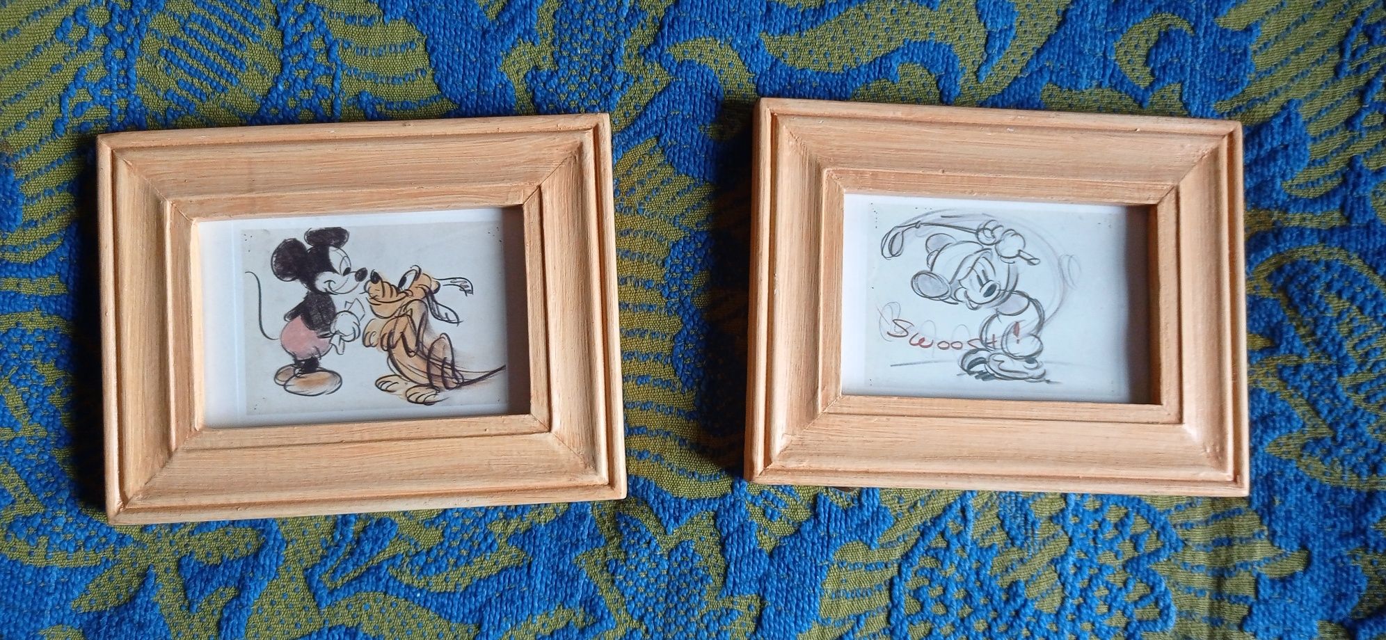 Obrazki w drewnianej ramce obraz rama Miki mouse myszka retro komiks