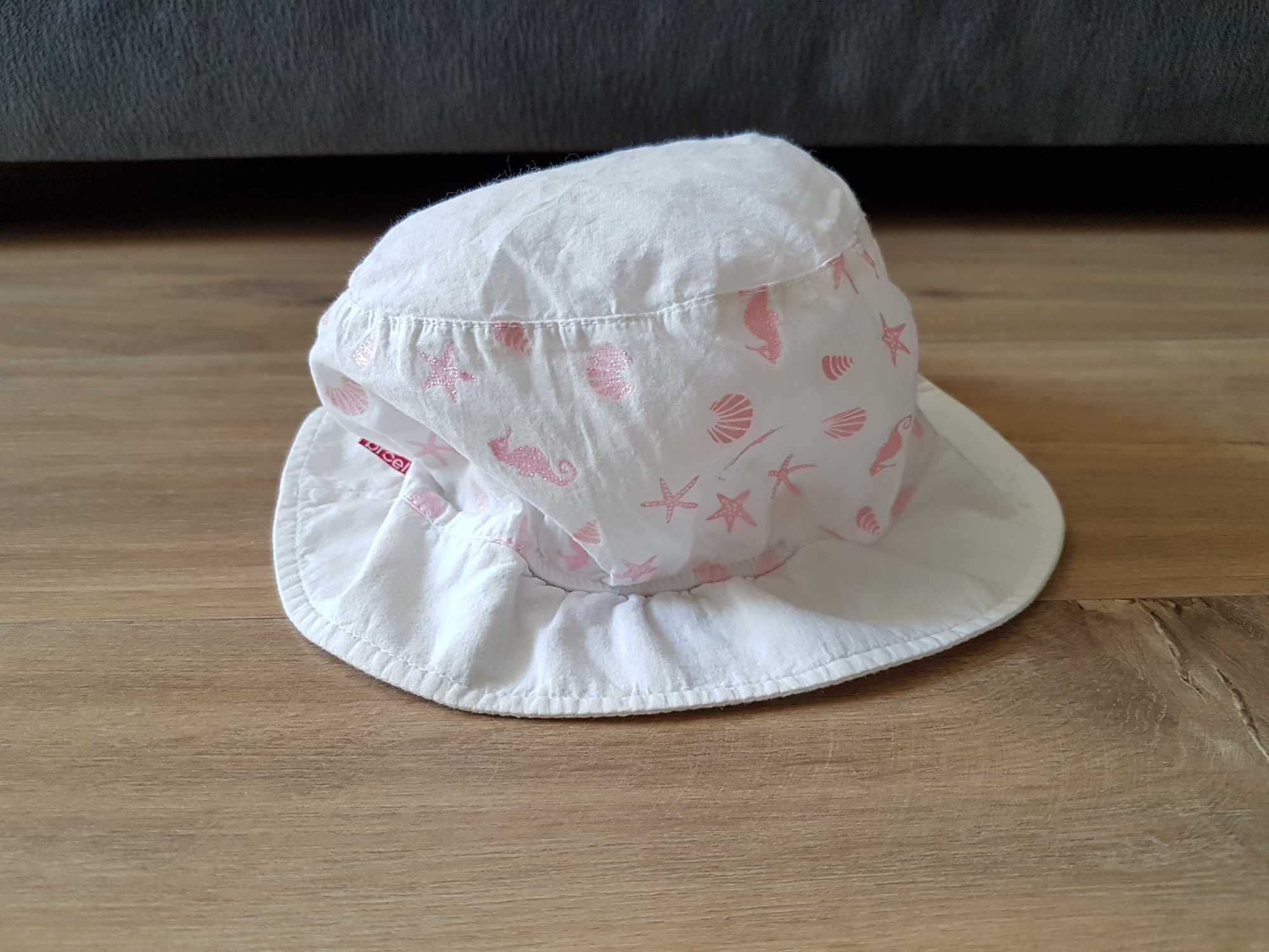 BROEL biały bawełniany kapelusz dziewczęcy z kokardą 51cm
