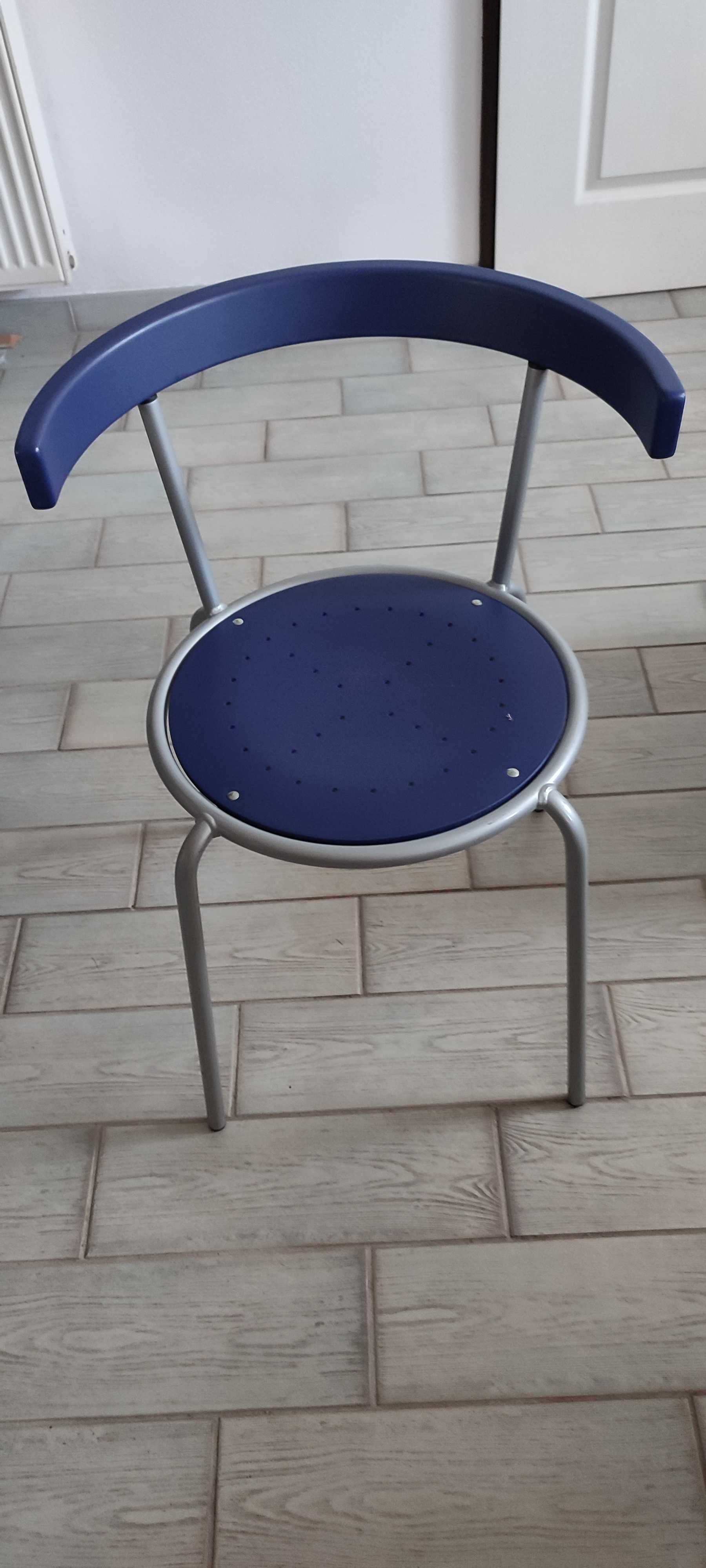 Krzesło okrągłe, kolory niebieski i szary
