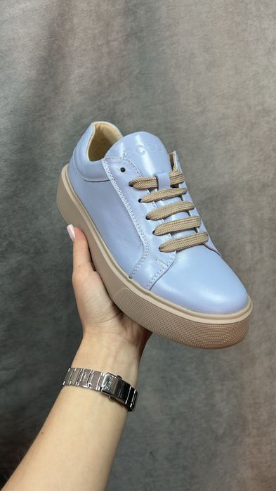 MEGA SALE -50% Женские Кроссовки ECCO голубые кеды кожанные люкс 36-41