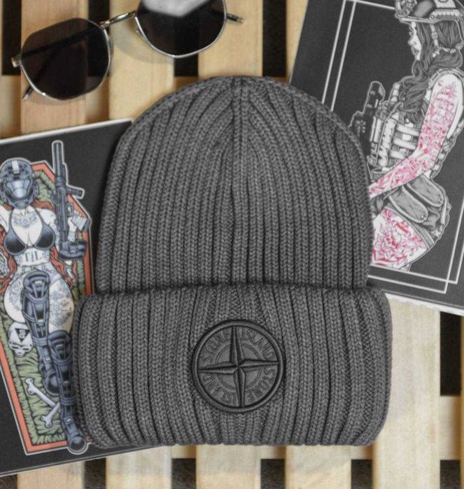 Шапка Стон Айленд Шапка Stone Island сіра