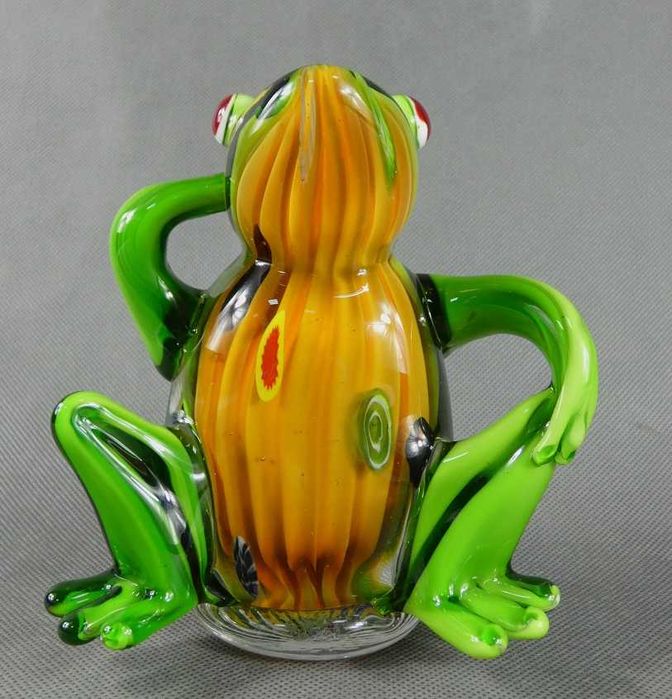 Figura ŻABA kucająca szkło MURANO figurka żabka FROG 15,5 cm