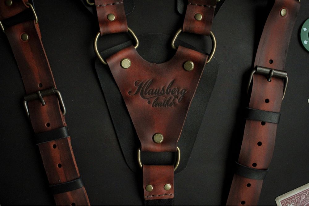 Кожаные подтяжки ручной работы KLAUSBERG Leather кожаные портупеи