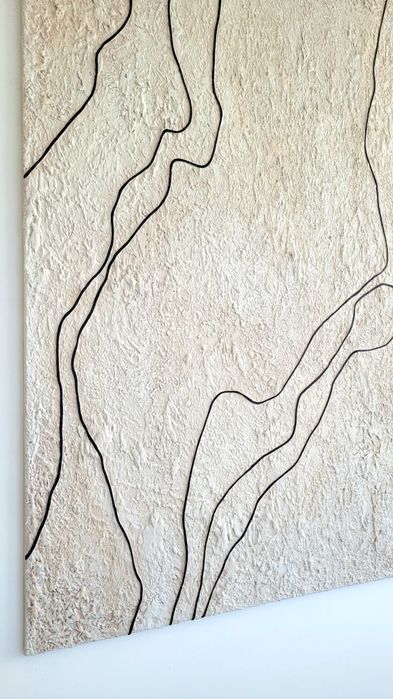 DUŻY Beżowy obraz minimalistyczny 120x160cm