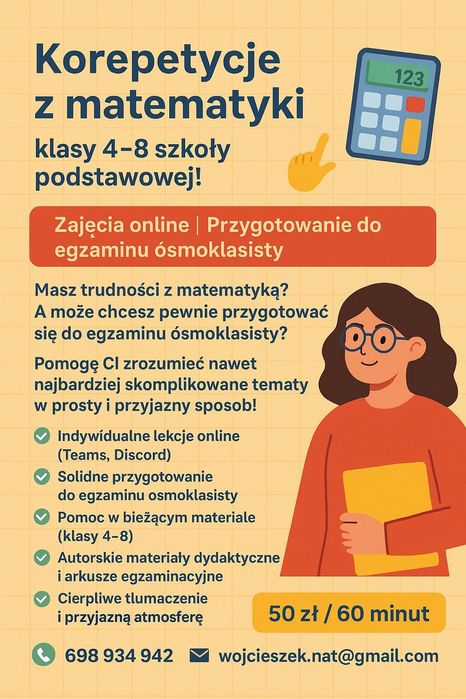 Korepetycje z matematyki online klasy 4-8