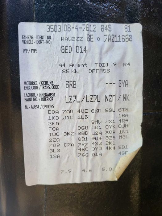 Audi A4 1.9TDI BRB kolor LZ7L