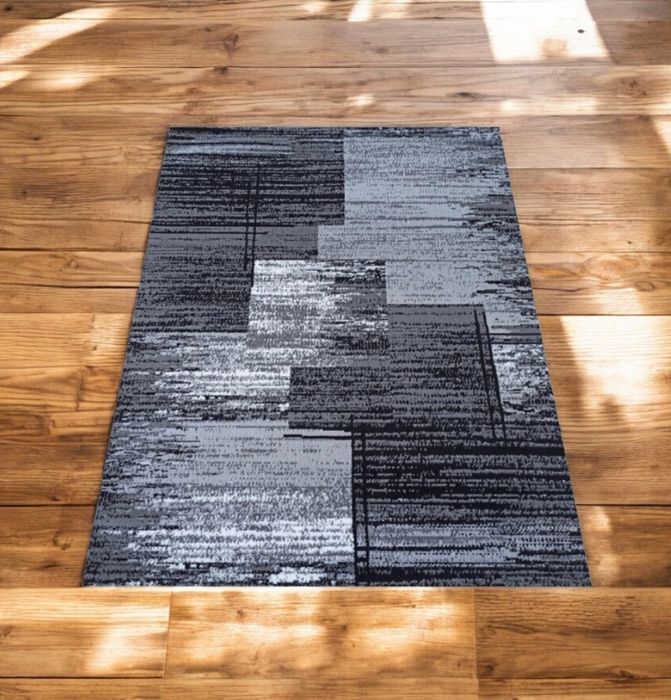 Nowy szary dywan wzorzysty do pokoju 80x150 cm