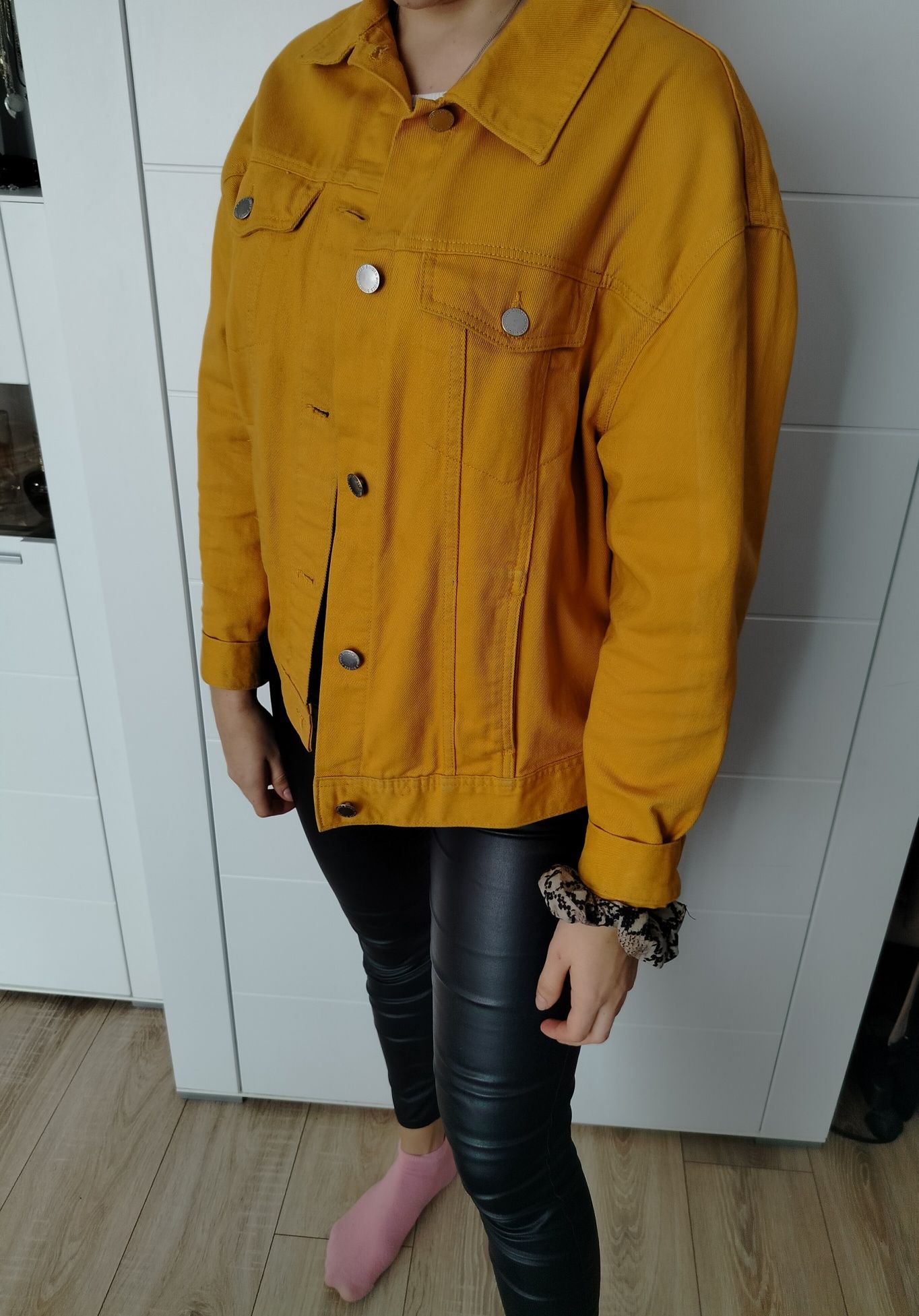 żółta słoneczna katana kurtka oversize M h&m