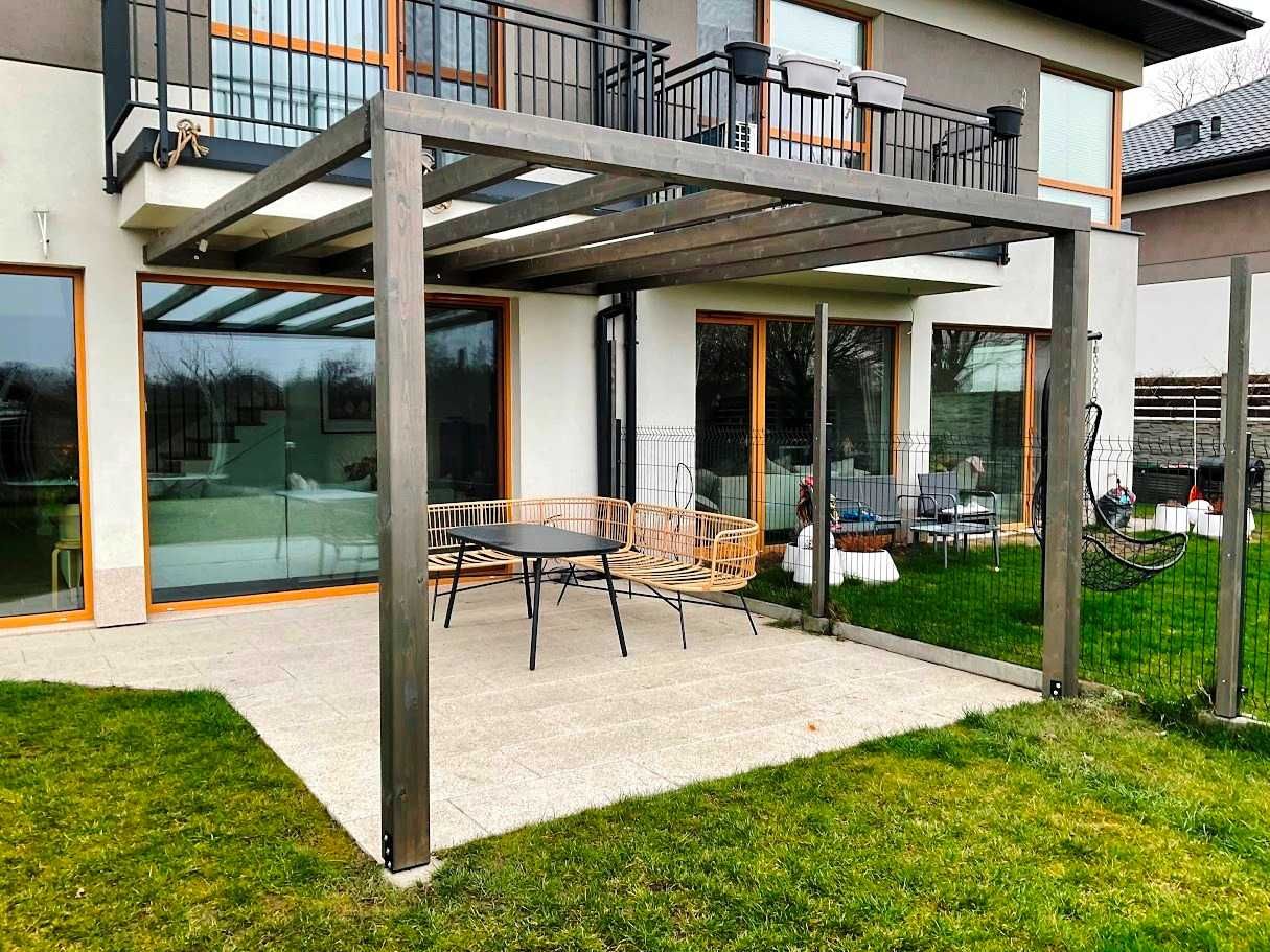 Nowoczesna pergola, taras, zabudowa drewniana, altana, wiata,