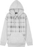 Bluza męska XXL 2XL z kapturem, szara w kratę, ciepła, kieszeń