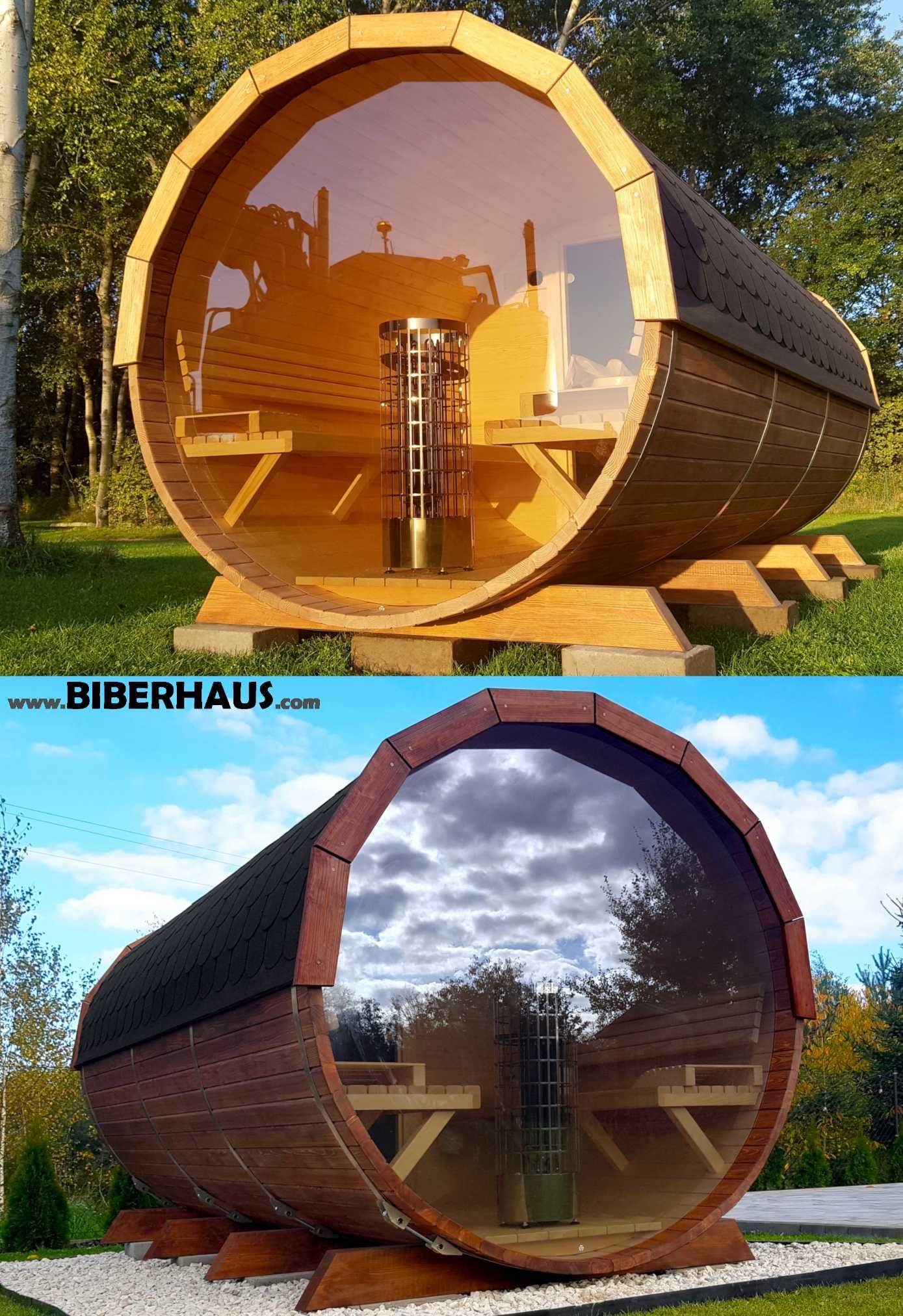 SAUNA Ogrodowa 400cm + Okno 100% + PRZEBIERALNIA + PRZEDSIONEK +Beczka