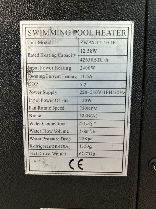 Тепловий насос нагрівач для басейна