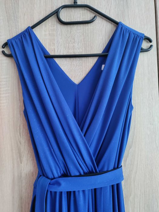 suknia wieczorowa maxi długa chabrowa brokatowa rozm S