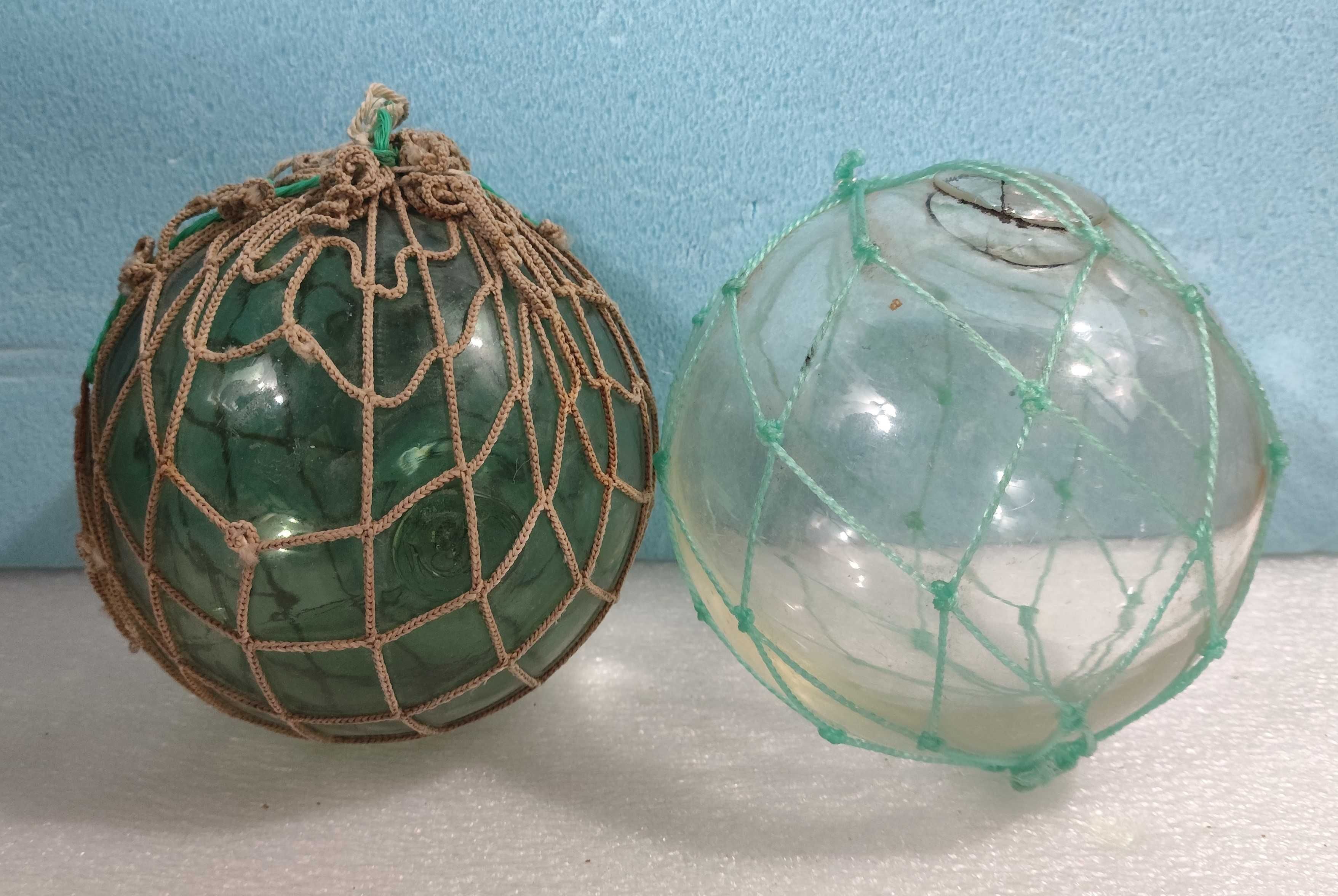 2 bolas de vidro flutuadores de pesaca artesanal