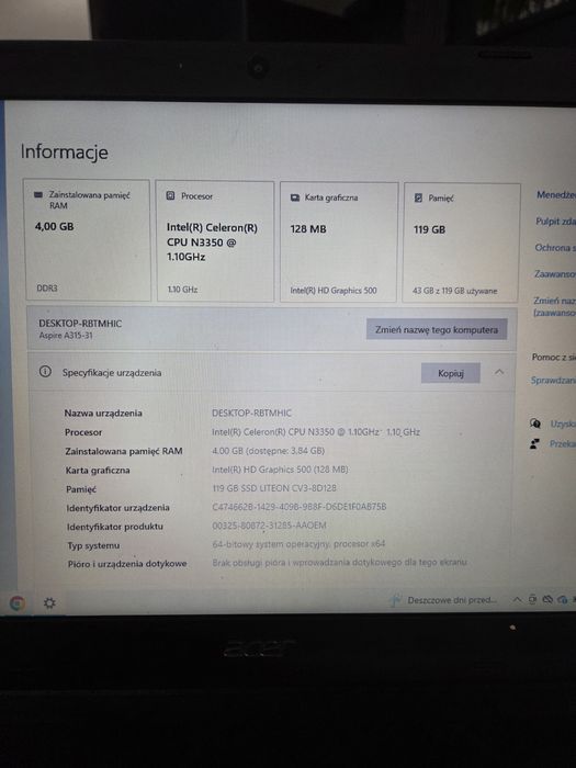 Laptop acer aspire 3