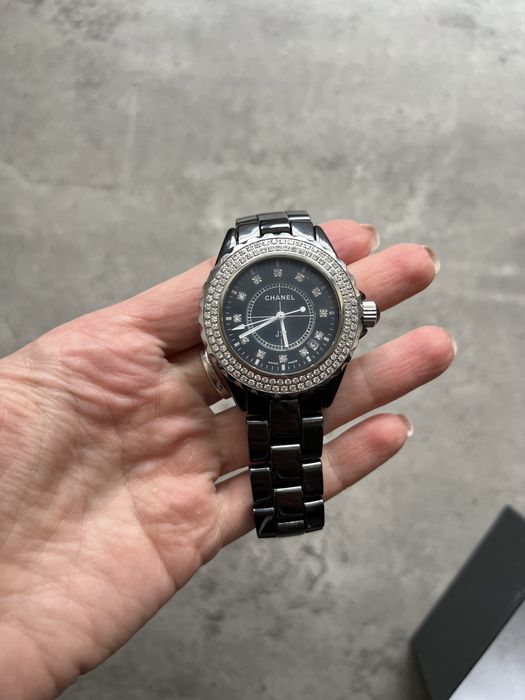 Чорний керамічний годинник Chanel 20mm