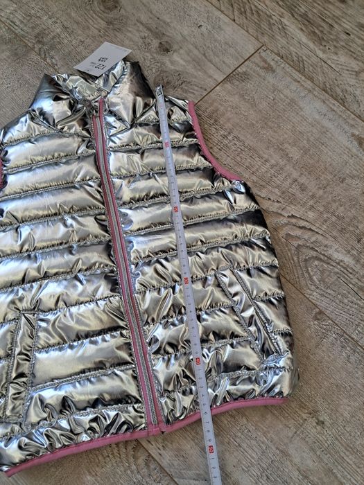 Bezrękawnik/ kamizelka dziewczęca, srebrna - rozm 122