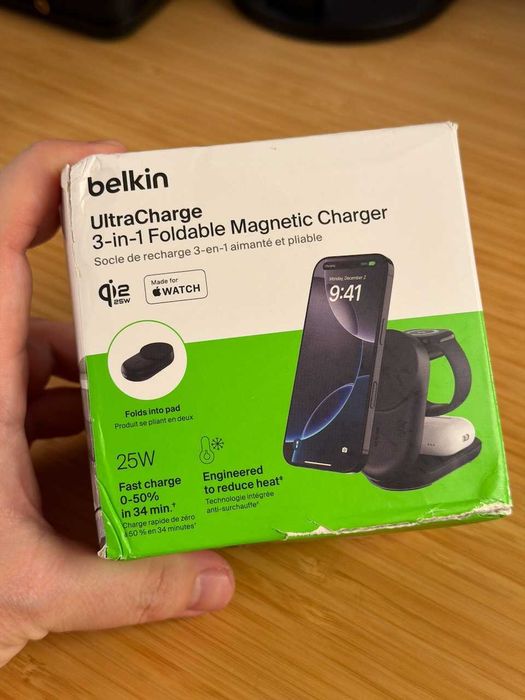 Carregador Belkin UltraCharge 3-in-1 Foldable Magnetic Charger Qi2 25W