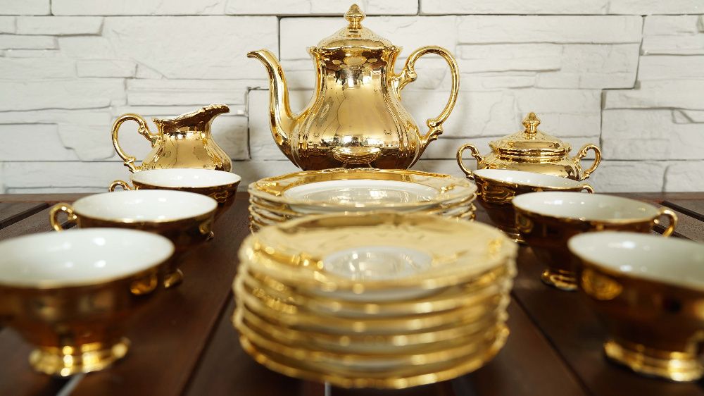GOLD ARZBERG bavaria zestaw kawowy porcelana na prezent