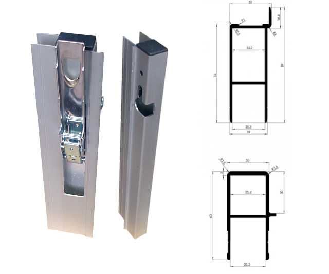 Zamek bez słupkowy H400 zamek pionowy burty aluminiowej