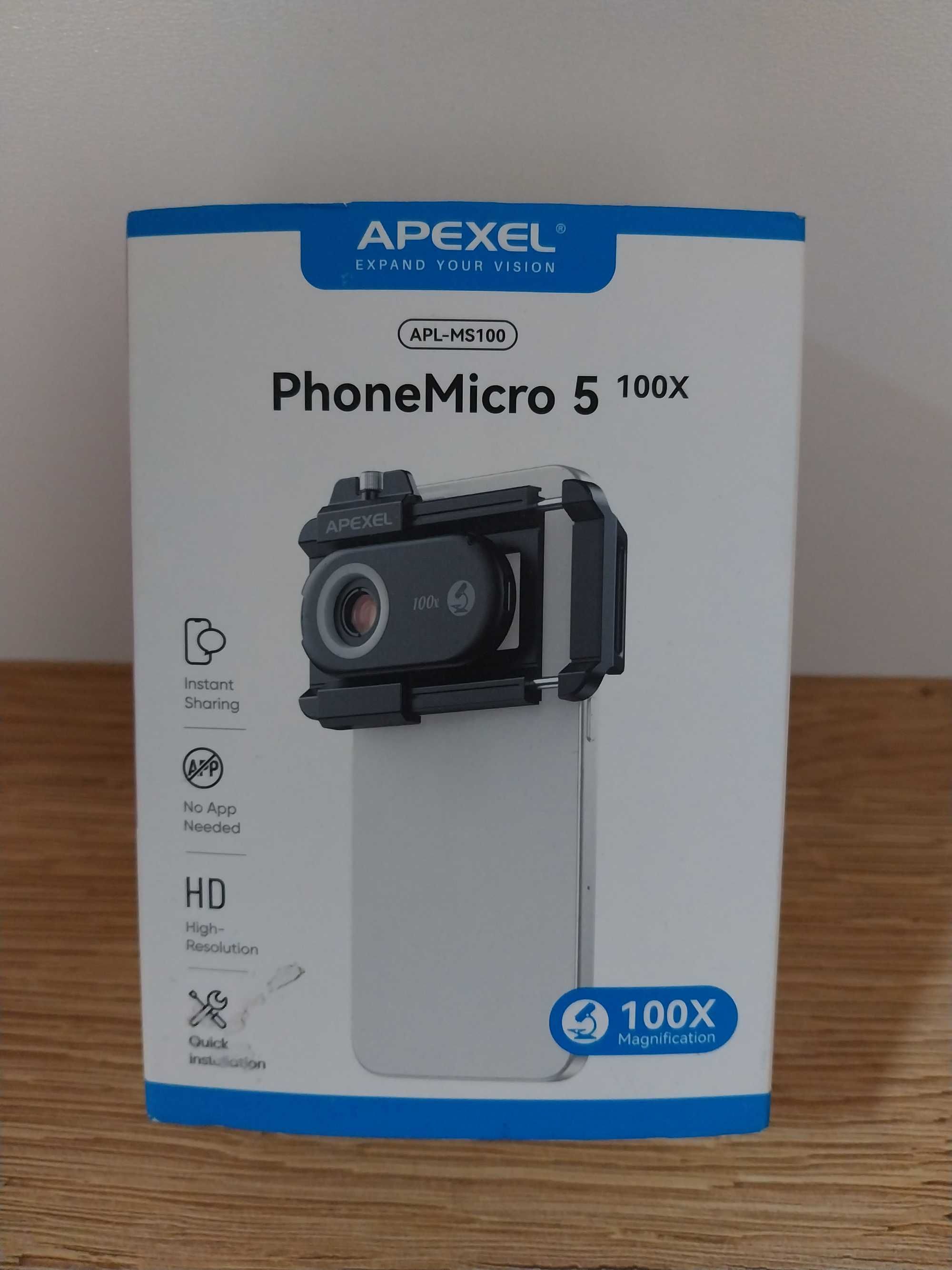 Apexel Obiektyw Makro Do Telefonu Zoom 100x LED