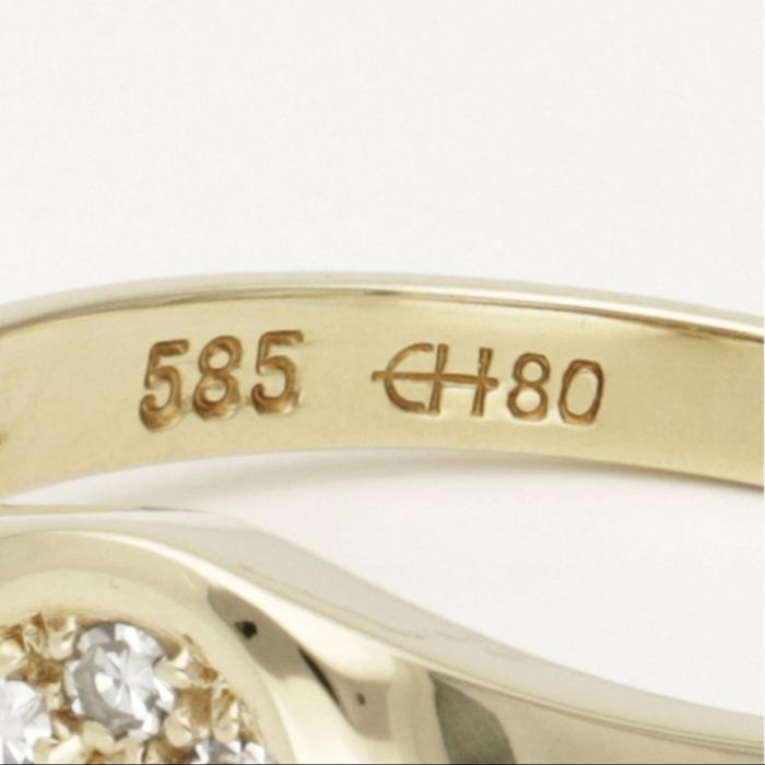 Retro pierścionek sygnet zloto 14 k (585) diamenty  0,10 ct R15