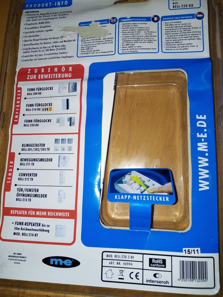 Dzwonek radiowy m-e modern electronics Bell 220 RX,434 MHz,90 dB(A)