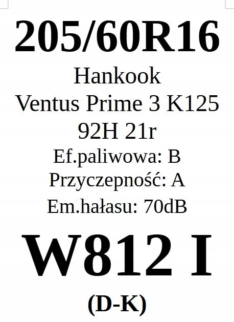 Opony 205/60/16 Hankook 2021r 3 Lata Gwar. 4szt. L