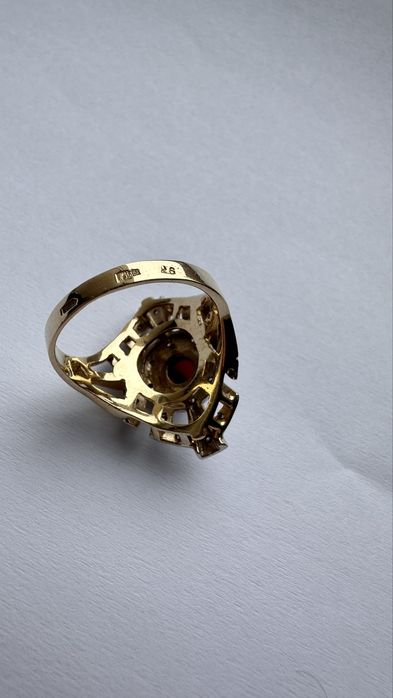 Кольцо золотое перстень с рубином и бриллиантами 585, размер 18