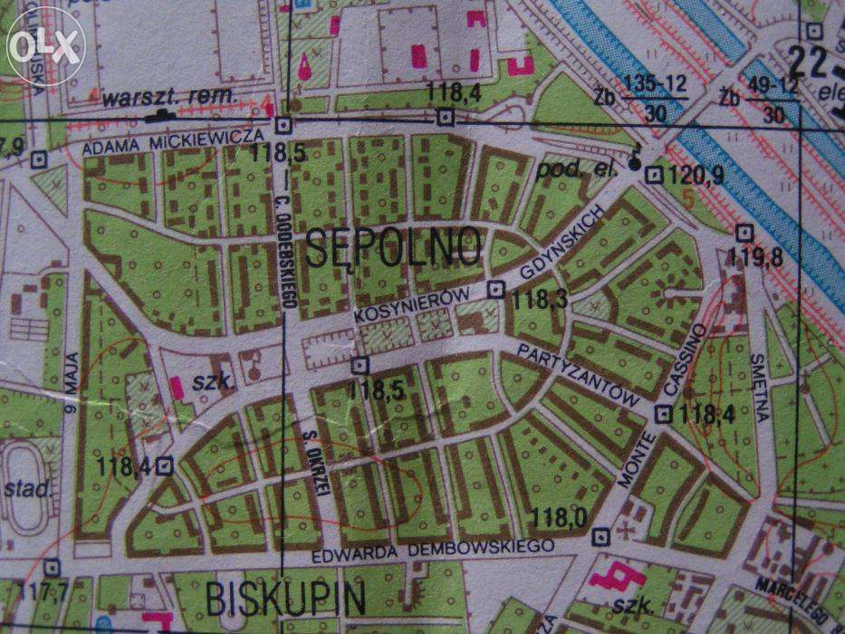 mapa topograficzna / plan miasta Wrocławia 1:25000 M-33-35-C-a i -b