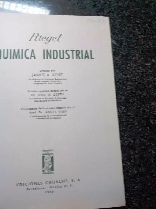 Quimica Industrial Riegel. Capa Dura. Em espanhol