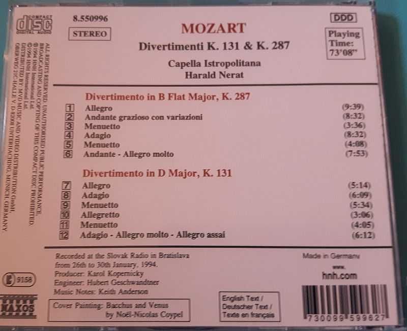 CD Mozart Ouverturen, Tanze, Divertimenti 3xCD