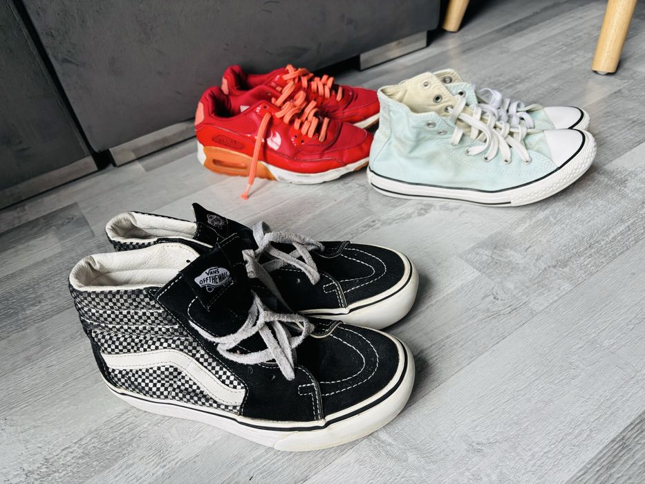 Trzy pary vans convers nike 36 tenisowki adidasy trampki skora natural