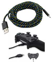 Kabel micro USB oplot ładowanie transfer 3m * Pad PS4 Xbox Video-Play