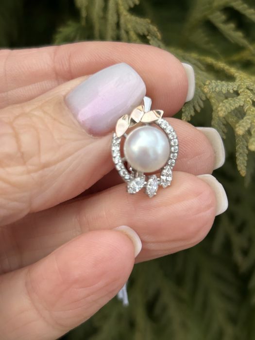 Новий срібний набір з золотом і перлами