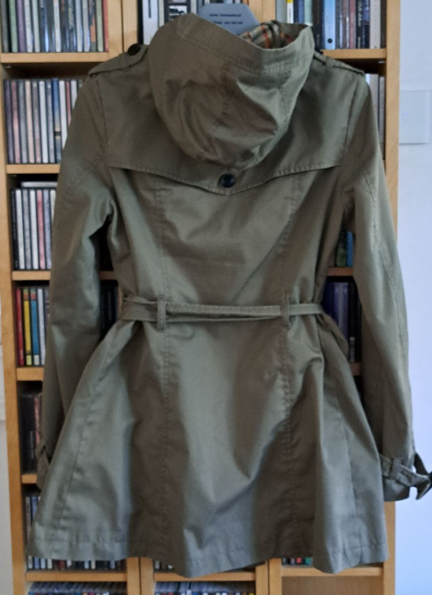 299. Kurtka płaszcz trencz zielony khaki rozm. S H&M