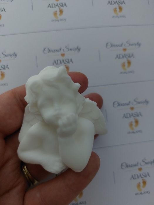 Aniołki swieczki mydełka podziekowania chrzest świety komunia